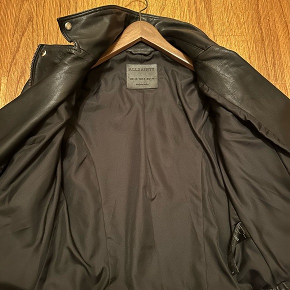 All Saints Quilted Black Leather Jacket - Picture 4 of 7
